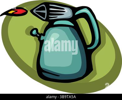 An abstract vector illustration shows a blowtorch with flame for construction tool in a cartoon style Stock Vector