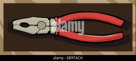 An abstract vector illustration shows a tool construction pliers tool in a cartoon style. Stock Vector