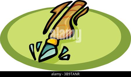 An abstract vector illustration shows a glass and glass chisel tool in a cartoon style. Stock Vector