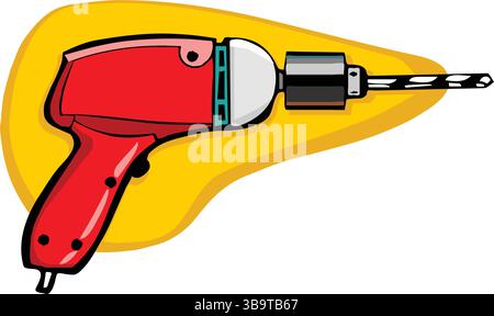 Drilling machine set of realistic icons with isolated images of detachable screw drills and drilling appliance vector illustration Stock Vector