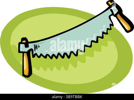 Two handed saw isometric icon on white background vector illustration Stock Vector