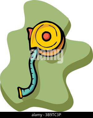 An abstract vector illustration shows a measuring tape tool in cartoon style Stock Vector