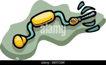 An abstract vector illustration shows a Vintage hand drill tool in cartoon style Stock Vector