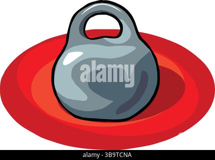 An abstract vector illustration shows a Metal kettlebell hand drawn doodle in cartoon style Stock Vector
