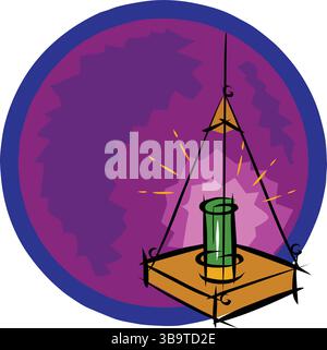 An abstract vector illustration shows a concrete slab on hoist at construction site in cartoon style Stock Vector
