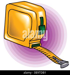 An abstract vector illustration shows a measuring tape tool in cartoon style Stock Vector