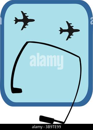 Airport decorative icons black set with lounge boarding custom and baggage check elements isolated vector illustration Stock Vector