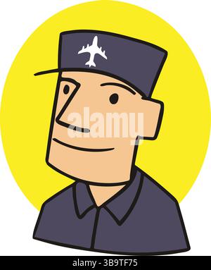 An abstract vector illustration shows an airport crew in cartoon style Stock Vector