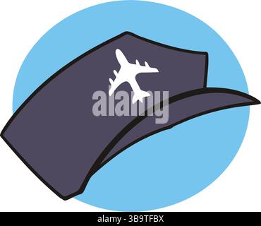 An abstract vector illustration shows an airport hat in cartoon style Stock Vector
