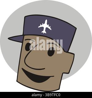 An abstract vector illustration shows an airport crew in cartoon style Stock Vector