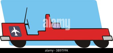 An abstract vector illustration shows an airport truck in cartoon style Stock Vector