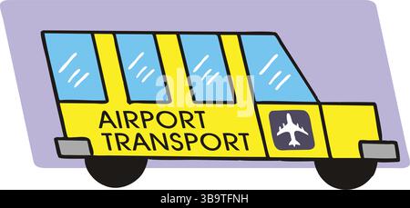 An abstract vector illustration shows an airport truck in cartoon style Stock Vector