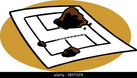 An abstract vector illustration shows an architect blueprint dirty in cartoon style Stock Vector