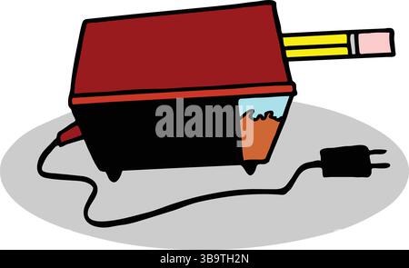 An abstract vector illustration shows a pencil sharpener in cartoon style Stock Vector