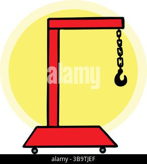 An abstract vector illustration shows a mechanic lift in cartoon style Stock Vector