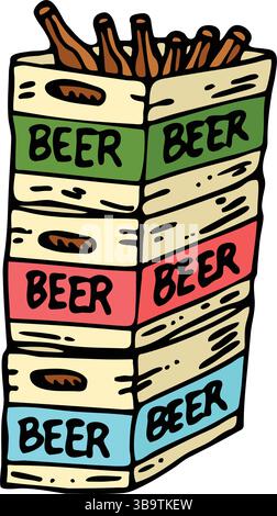 An abstract vector illustration shows a bar supplies bottles boxes empty in cartoon style Stock Vector