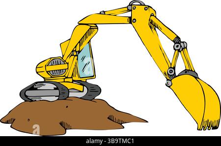 Heavy equipment machine manufacturing power equipment for open pit mining Big yellow front end loader tractor truck Stock Vector