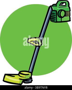 An abstract vector illustration shows a weed machine in cartoon style Stock Vector