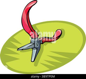 Flat nose pliers with blue handle isometric icon on white background 3d vector illustration Stock Vector