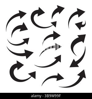Set of curved arrow silhouette icons on white background Stock Vector ...