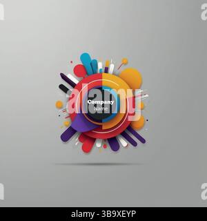 Vibrant Abstract Company Logo Design Modern Colorful Branding Creative Circular Identity Geometric Shapes Marketing Icon Stock Vector