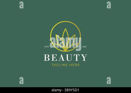 Elegant Green Beauty Logo Featuring Leaf Symbol for Organic and Wellness Branding Stock Vector