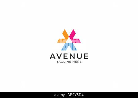 Modern Geometric Avenue Logo with Colorful Arrows Representing Direction and Brand Identity Stock Vector