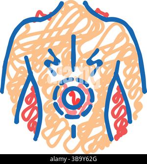 persistent back pain disease symptom color icon vector illustration ...