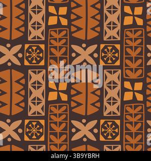 Polynesian Hawaiian Tapa Ethnic Seamless Pattern Stock Vector