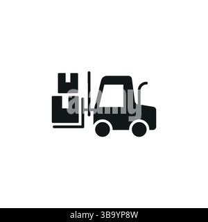 Forklift truck silhouette icon. Cargo handling. Editable vector Stock ...