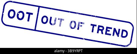 Grunge blue out of trend word square rubber seal stamp on white background Stock Vector