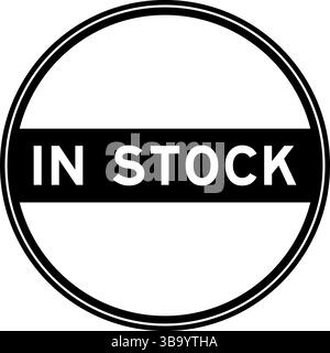 Black color round seal sticker in word in stock on white background Stock Vector