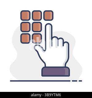 Hand finger entering pin code on dark background icon. Unlock and ...