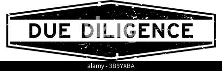 Grunge black due diligence word hexagon rubber seal stamp on white background Stock Vector