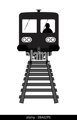 Black and white train image in illustrator on a white background Stock Vector