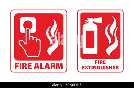 Fire Extinguisher and alarm Sign Symbol  ,Vector Illustration, Isolate On White Background Label .EPS Stock Vector