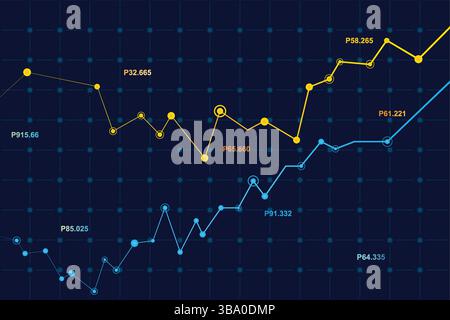 Abstract Molecules with Circles, Lines, Geometric, Polygon, Triangle pattern. Vector design network communication technology on dark blue background. Stock Vector