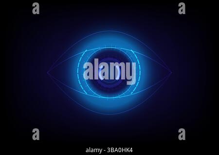 Digital Technology futuristic eye cyberspace security scan detection, vector illustration Stock Vector