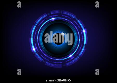 Digital Technology eye data network and cyber security, concept of searching for information via the internet, vector illustration Stock Vector