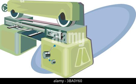 An abstract vector illustration shows a Industrial Surface Grinder for carpentry works in cartoon style Stock Vector