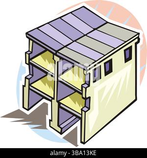 An abstract vector illustration shows a Multi Story Building Framework in cartoon style Stock Vector