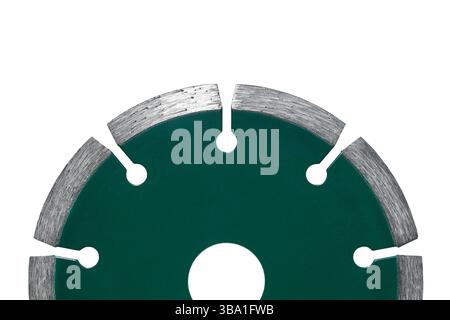 Diamond saw blade for cutting stone, concrete, slate. Close-up isolated on white Stock Photo