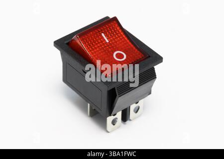 Key-type power switch close-up on a white background. Stock Photo