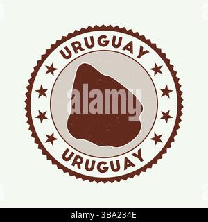 Uruguay emblem. Country round stamp with shape of Uruguay, isolines and round text. Amazing badge. Classy vector illustration. Stock Vector