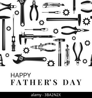 Happy Fathers Day Work Tools Silhouettes Card Stock Vector