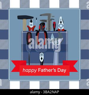 Happy Fathers Day Work Tools Greeting Card Poster Stock Vector