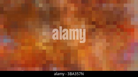 Abstract Mosaic of Warm Colors . Abstract geometric background with orange, yellow, and brown squares. Vector design, sunny summer design. Stock Photo