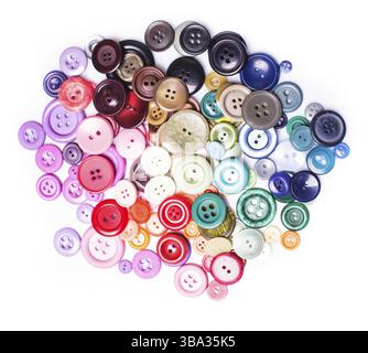 The Colorful buttons heap isolated on white Stock Photo
