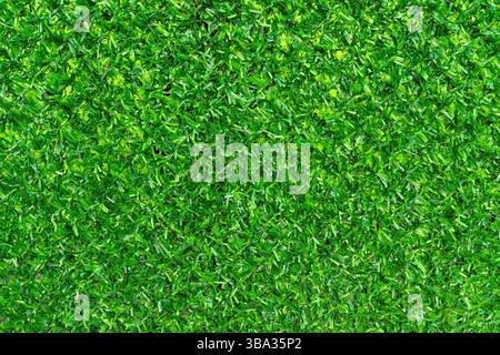 Texture of artificial green grass fencing material as background, closeup Stock Photo