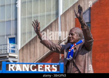 Statue of WALTER SMITh, former manager and coach of Rangers FC. The statue is on Edmiston Drive, Govan, Glasgow, outside Rangers football team's Ibrox Stock Photo